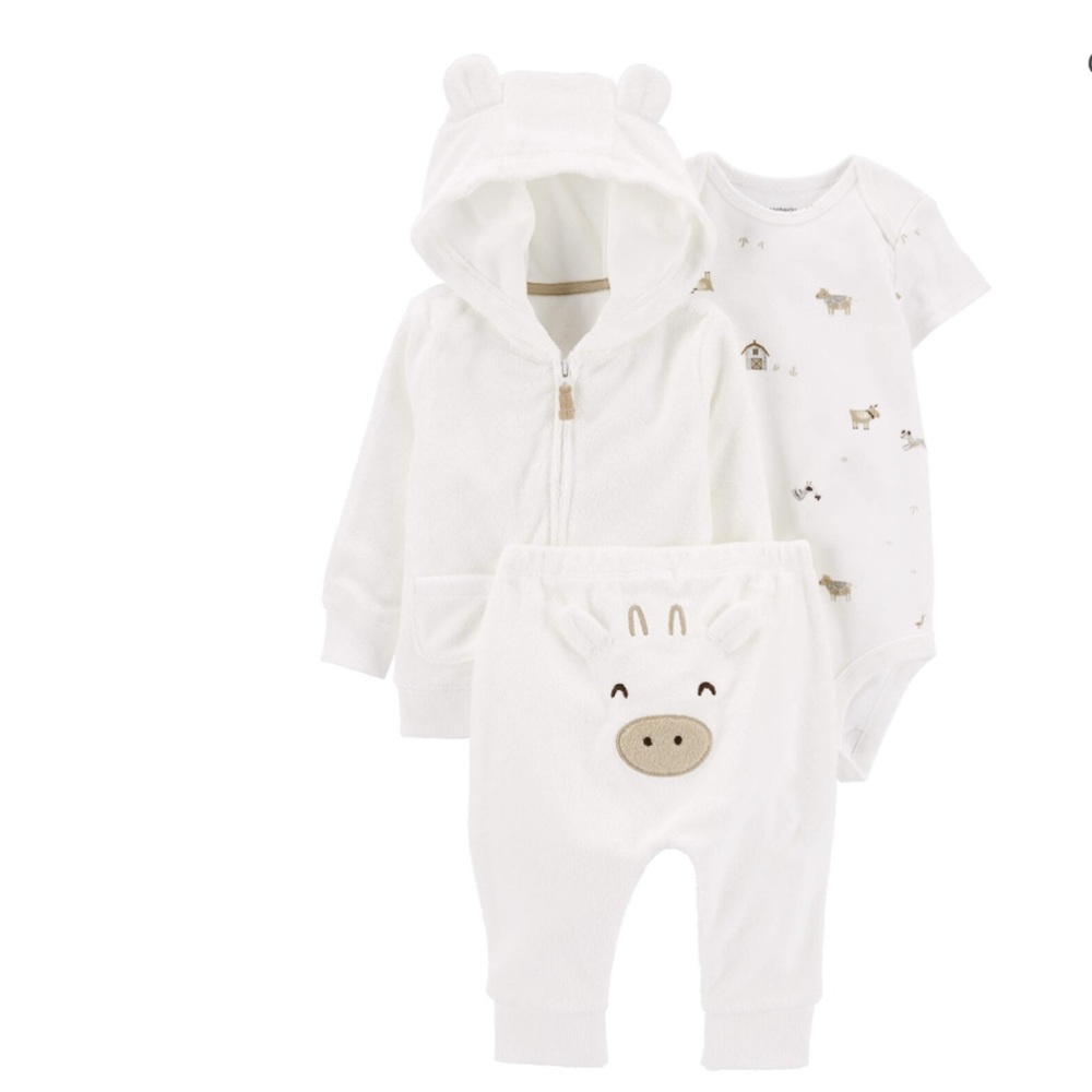 NWT Carter’s Baby 3-Piece Terry Little Cardigan Set
